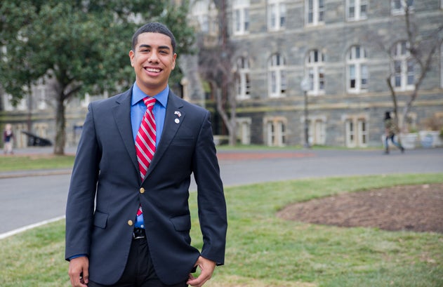 Adan Gonzalez (C’15) founded the Si Se Puede Network to help disadvantaged students keep up their grades, perform community service, and develop leadership skills. Photo by Tess O’Connor.