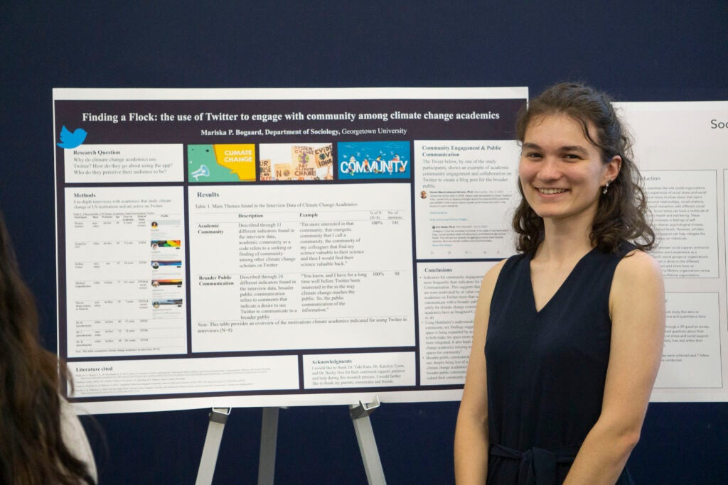Senior Mariska Bogaard poses in front of their presentation
