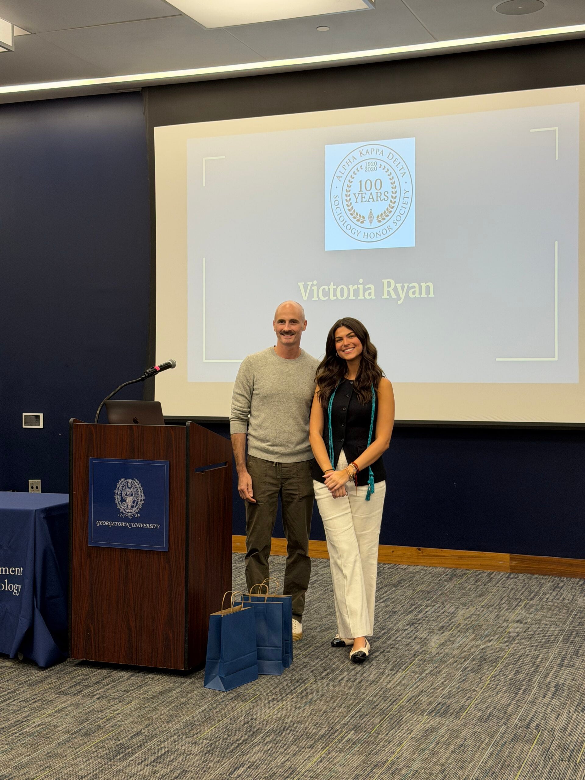 AKD inductee Victoria Ryan and Professor Brian McCabe